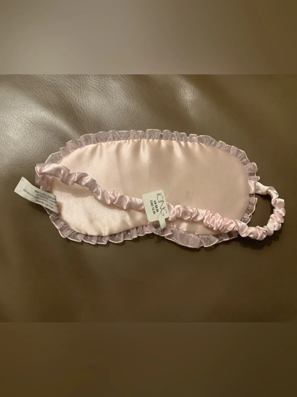 Icing Pink Satin 'Wake Me For Prosecco' Sleep Mask with Gold Lettering